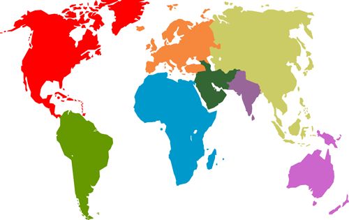 world map. world map continents.
